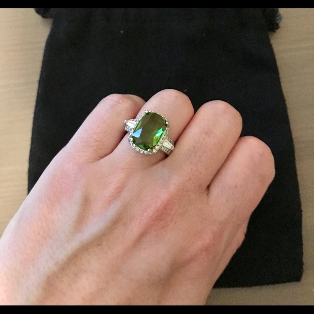 new • citrine sterling silver & CZ cocktail ring